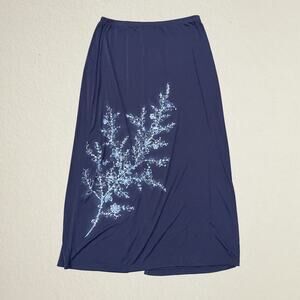 Vintage navy floral sequin embellished maxi skirt Y2K whimsigoth bohemian fairy